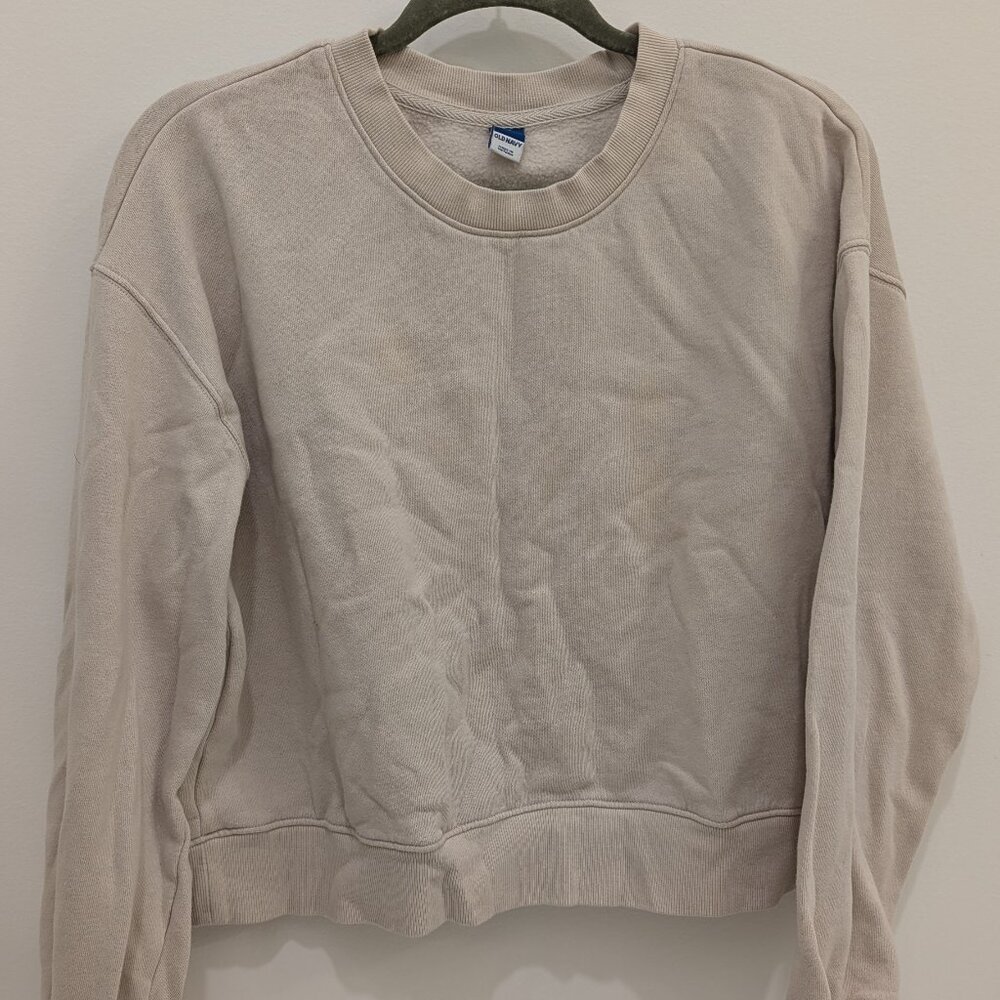Old Navy Crew Neck Sweatshirt in Beige/Oatmeal
